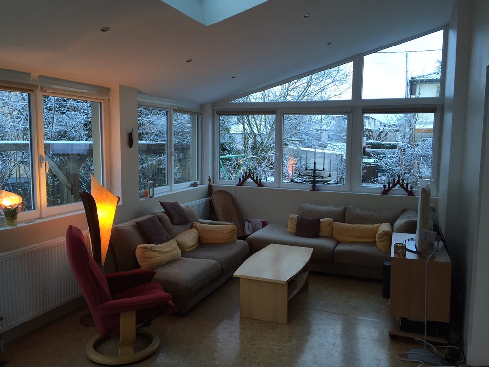 Notre salon est aussi très agréable en plein hiver !