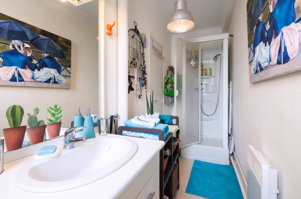 salle d eau avec douche simple mais fonctionnelle